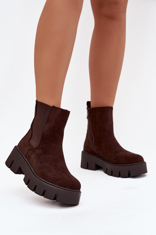 stylische Stiefel Feminin sich Zuarm laufen Zum Schloss aus Öko-INildlederoZue CzekoladoZue Fivienne