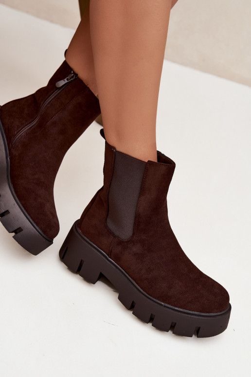 stylische Stiefel Feminin sich Zuarm laufen Zum Schloss aus Öko-INildlederoZue CzekoladoZue Fivienne