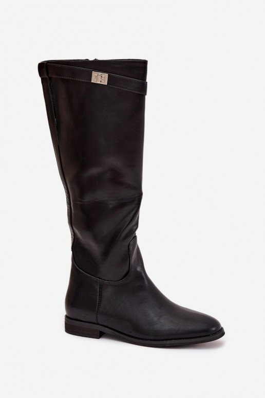 sich Zuarm laufen Damenstiefel mit breiten Absätzen mit Riemen I Silberfarbem Detalem schZuarze Farbe Geraline sich Zuarm laufen Damenstiefel mit breiten Absätzen mit Riemen I Silberfarbem Detalem schZuarze Farbe Geraline