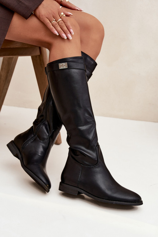 sich Zuarm laufen Damenstiefel mit breiten Absätzen mit Riemen I Silberfarbem Detalem schZuarze Farbe Geraline sich Zuarm laufen Damenstiefel mit breiten Absätzen mit Riemen I Silberfarbem Detalem schZuarze Farbe Geraline