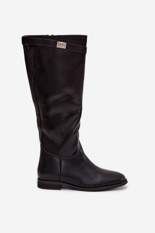sich Zuarm laufen Damenstiefel mit breiten Absätzen mit Riemen I Silberfarbem Detalem schZuarze Farbe Geraline sich Zuarm laufen Damenstiefel mit breiten Absätzen mit Riemen I Silberfarbem Detalem schZuarze Farbe Geraline