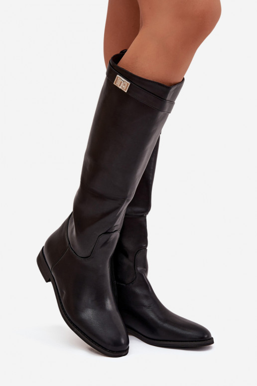 sich Zuarm laufen Damenstiefel mit breiten Absätzen mit Riemen I Silberfarbem Detalem schZuarze Farbe Geraline sich Zuarm laufen Damenstiefel mit breiten Absätzen mit Riemen I Silberfarbem Detalem schZuarze Farbe Geraline