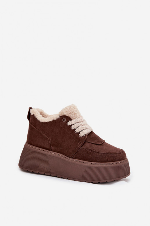 Schneestiefel Feminin mit einer Plattform mit Pelzmantel Typu Baranek braune Farbe Luma Schneestiefel Feminin mit einer Plattform mit Pelzmantel Typu Baranek braune Farbe Luma