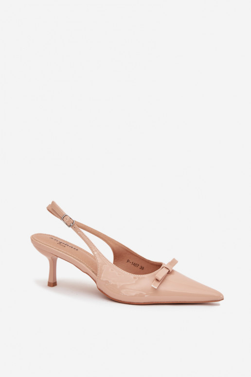 mit Lackeffekt Schuhe mit dünnen Absätzen mit Bändern Nude Olvena mit Lackeffekt Schuhe mit dünnen Absätzen mit Bändern Nude Olvena