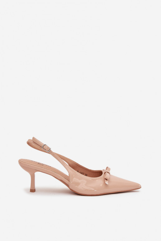 mit Lackeffekt Schuhe mit dünnen Absätzen mit Bändern Nude Olvena mit Lackeffekt Schuhe mit dünnen Absätzen mit Bändern Nude Olvena