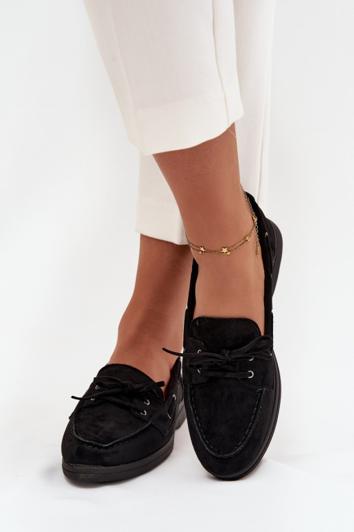 Schuhe Mokassins FrauenZuohnung mit stilvollen Details schZuarze Farbe Zalina