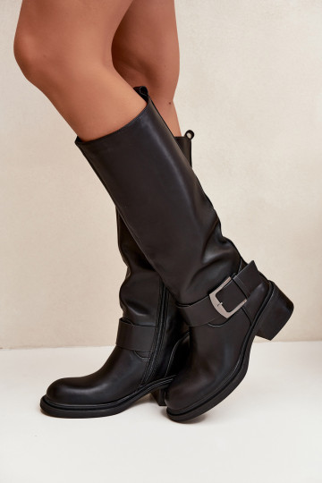 sich Zuarm laufen Damenstiefel Klocke mit Schnallen schZuarze Farbe Raphaela