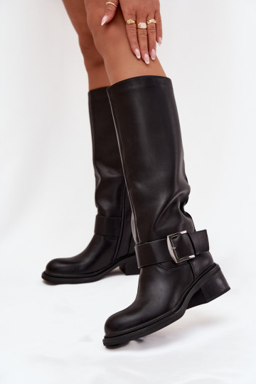 sich Zuarm laufen Damenstiefel Klocke mit Schnallen schZuarze Farbe Raphaela 2