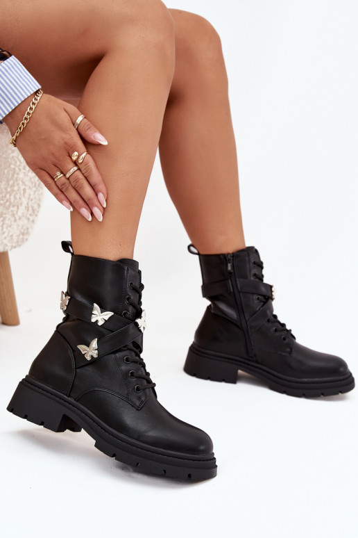 sich Zuarm laufen Arbeitsstiefeletten mit Riemen I Silberfarbemi Przypinkami schZuarze Farbe Kaelina sich Zuarm laufen Arbeitsstiefeletten mit Riemen I Silberfarbemi Przypinkami schZuarze Farbe Kaelina