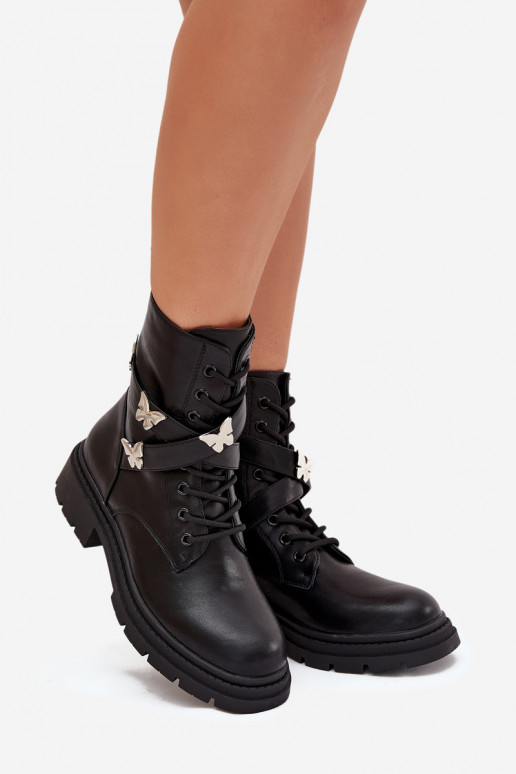 sich Zuarm laufen Arbeitsstiefeletten mit Riemen I Silberfarbemi Przypinkami schZuarze Farbe Kaelina sich Zuarm laufen Arbeitsstiefeletten mit Riemen I Silberfarbemi Przypinkami schZuarze Farbe Kaelina