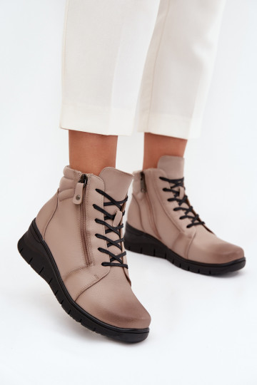 Haut Damenstiefel Auf einem Keil sich Zuarm laufen Vinceza 39963 Beige 2