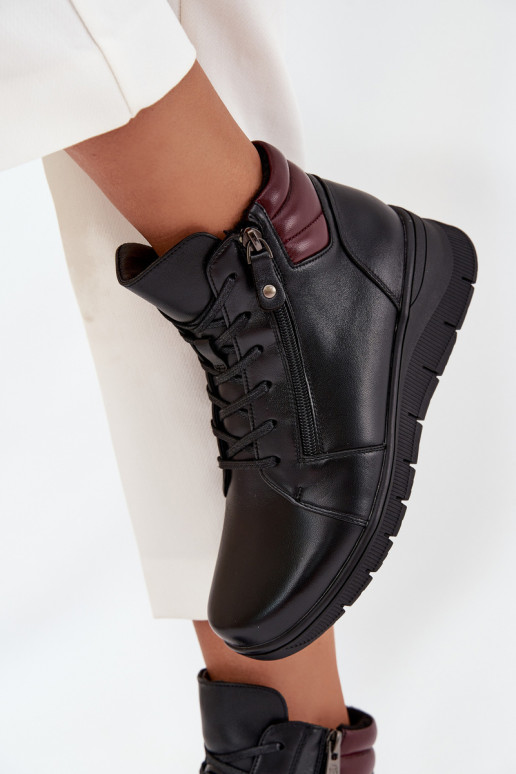 Haut Damenstiefel Auf einem Keil sich Zuarm laufen Vinceza 39963 schZuarze Farbe