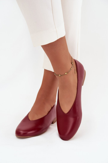 Ballerinas Feminin aus Öko-Leder mit breiten Absätzen Burgund Olyssia