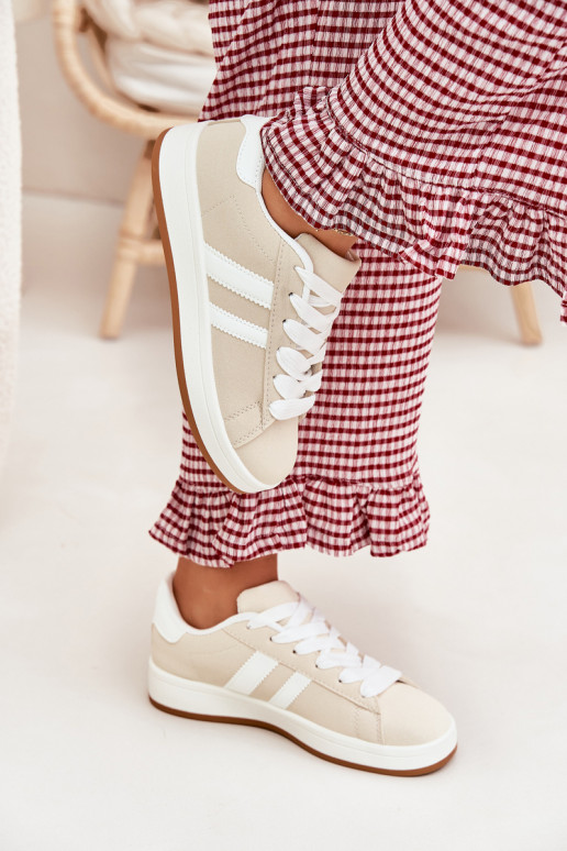 Turnschuhe Sneakers Stilvollllschuhe Feminin aus Öko-Leder Beige Ravina Turnschuhe Sneakers Stilvollllschuhe Feminin aus Öko-Leder Beige Ravina