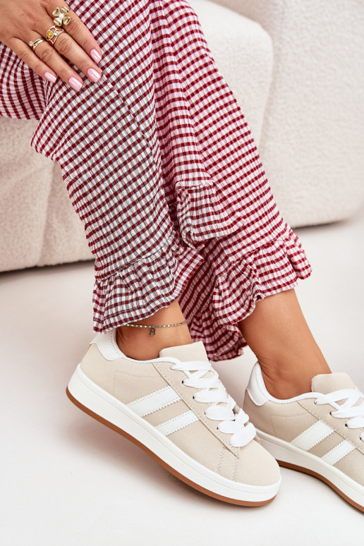 Turnschuhe Sneakers Stilvollllschuhe Feminin aus Öko-Leder Beige Ravina Turnschuhe Sneakers Stilvollllschuhe Feminin aus Öko-Leder Beige Ravina