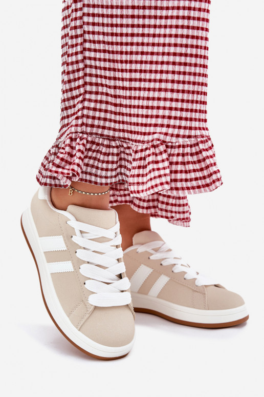 Turnschuhe Sneakers Stilvollllschuhe Feminin aus Öko-Leder Beige Ravina Turnschuhe Sneakers Stilvollllschuhe Feminin aus Öko-Leder Beige Ravina