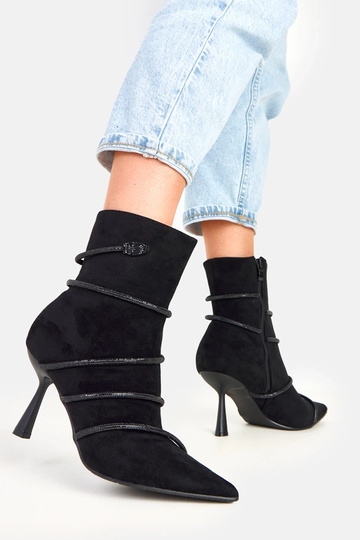 Nethe schwarze Stiefeletten mit Zirkonia verziert 2