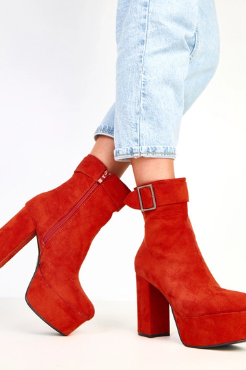 Costa orange Stiefeletten auf Plateau mit dekorativer Schnalle 2