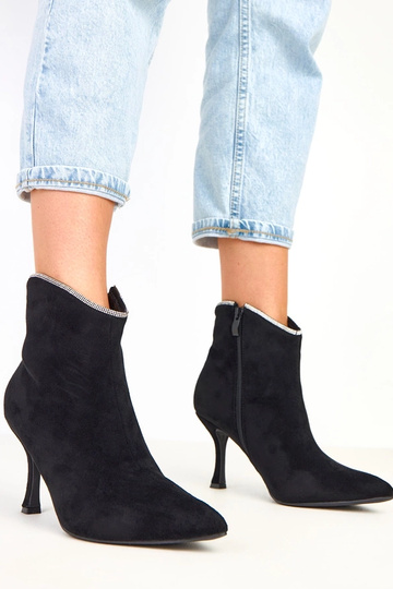 Schwarze Damen-Stiefeletten mit Zirkonia Silvia
