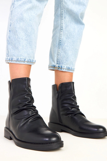 Schwarze Damen-Stiefeletten mit Rüschen vorne Alexis 2