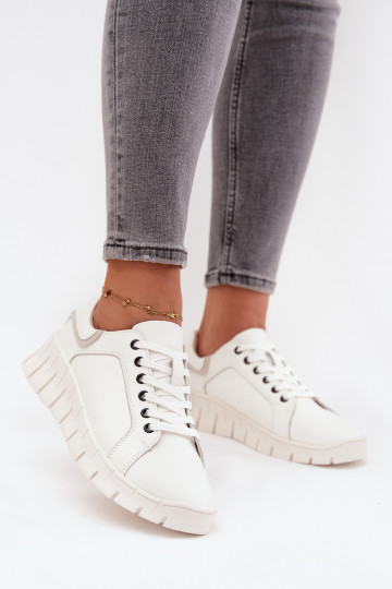 Damen Lederstiefel mit Schnürung Vinceza 41493 in Weiß 2