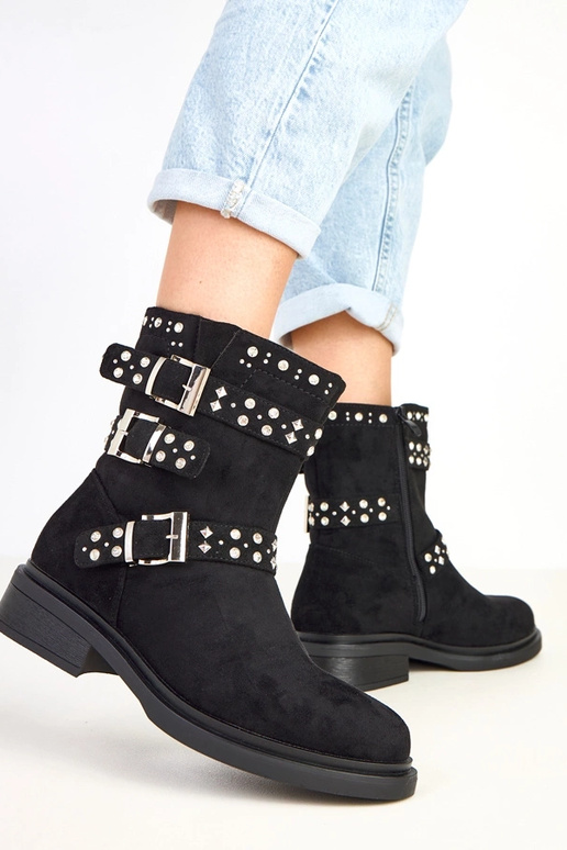 Schwarze Stiefeletten mit Zirkonia... Schwarze Stiefeletten mit Zirkonia...