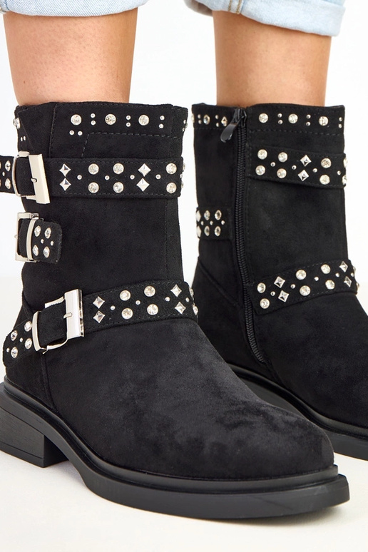 Schwarze Stiefeletten mit Zirkonia... Schwarze Stiefeletten mit Zirkonia...