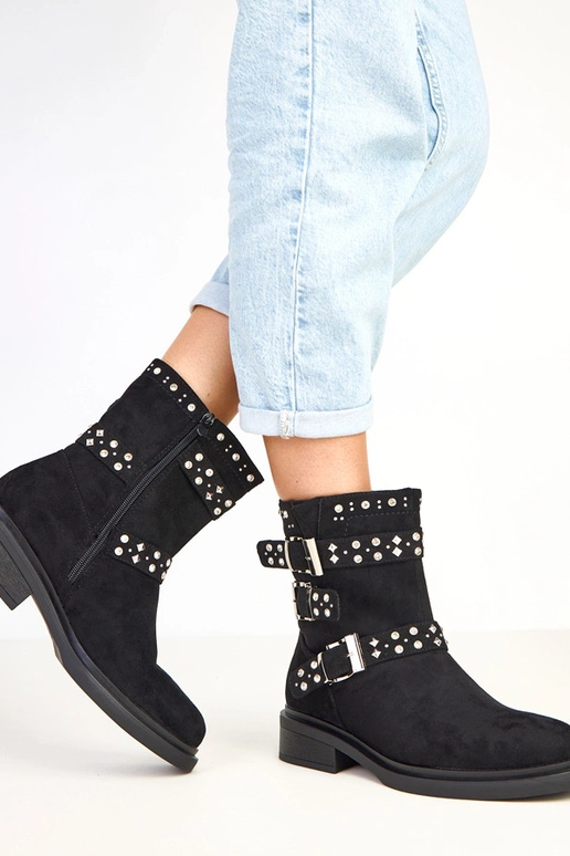 Schwarze Stiefeletten mit Zirkonia... Schwarze Stiefeletten mit Zirkonia...