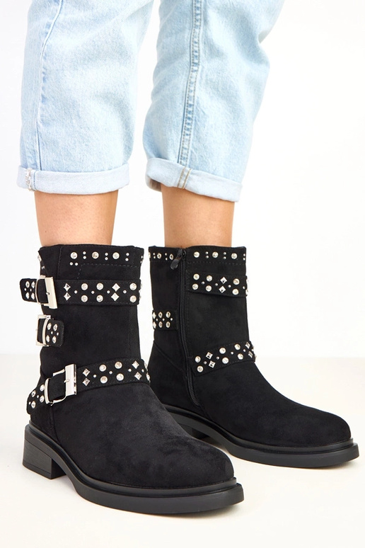 Schwarze Stiefeletten mit Zirkonia... Schwarze Stiefeletten mit Zirkonia...