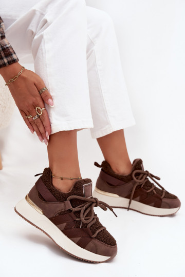 sich Zuarm laufen Sneakers Stilvollllschuhe Feminin mit einer Plattform braune Farbe Juvira