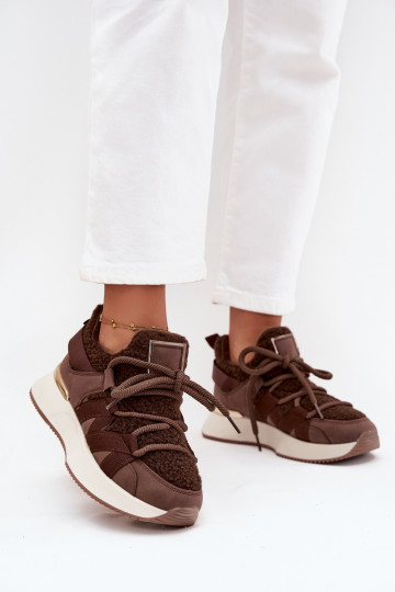 sich Zuarm laufen Sneakers Stilvollllschuhe Feminin mit einer Plattform braune Farbe Juvira 2