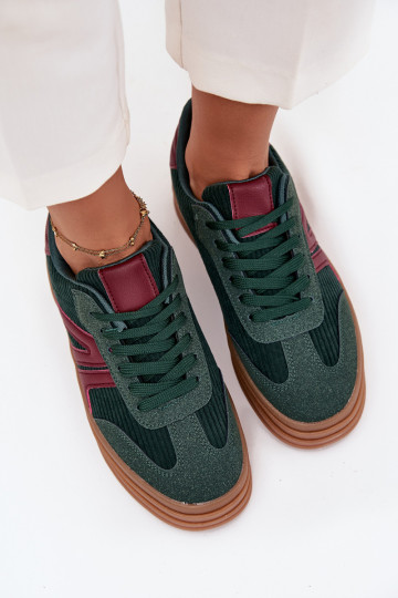 Samt Sneakers Stilvollllschuhe Feminin mit einer Plattform grüne Farbe Skye