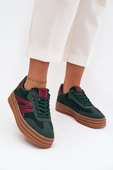 Samt Sneakers Stilvollllschuhe Feminin mit einer Plattform grüne Farbe Skye 2