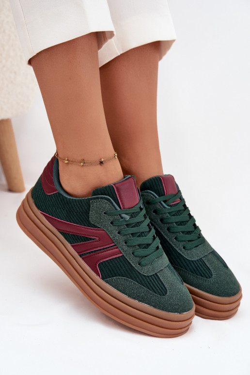 Samt Sneakers Stilvollllschuhe Feminin mit einer Plattform grüne Farbe Skye Samt Sneakers Stilvollllschuhe Feminin mit einer Plattform grüne Farbe Skye