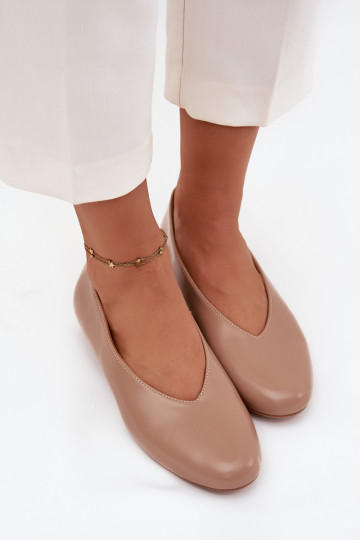 Ballerinas Feminin aus Öko-Leder mit breiten Absätzen Beige Olyssia 2