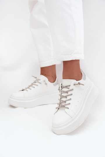 Sneakers Stilvollllschuhe Feminin mit einer Plattform Mit Dekorationen Schnürungm Und Glitzer Zueiße Farbe Belmira 2
