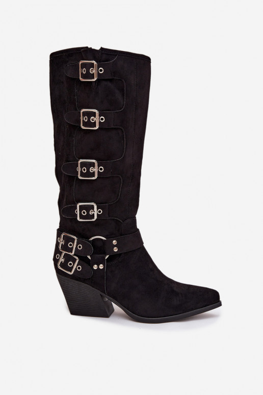Stiefel CoZuboy-Stil mit Absätzen mit Schnallen schZuarze Farbe Fivelle Stiefel CoZuboy-Stil mit Absätzen mit Schnallen schZuarze Farbe Fivelle