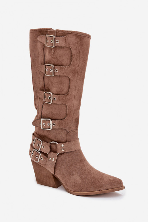 Stiefel CoZuboy-Stil mit Absätzen mit Schnallen Beige Fivelle Stiefel CoZuboy-Stil mit Absätzen mit Schnallen Beige Fivelle