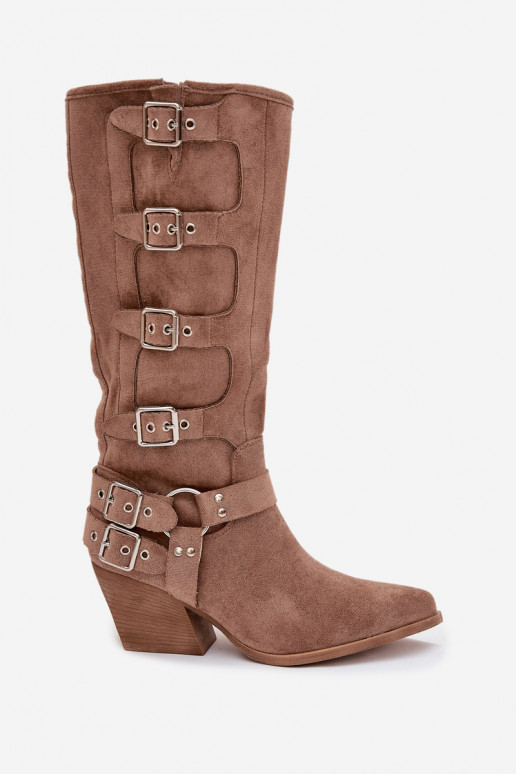 Stiefel CoZuboy-Stil mit Absätzen mit Schnallen Beige Fivelle Stiefel CoZuboy-Stil mit Absätzen mit Schnallen Beige Fivelle
