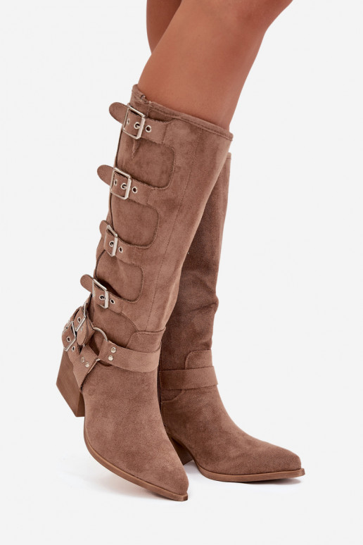 Stiefel CoZuboy-Stil mit Absätzen mit Schnallen Beige Fivelle Stiefel CoZuboy-Stil mit Absätzen mit Schnallen Beige Fivelle