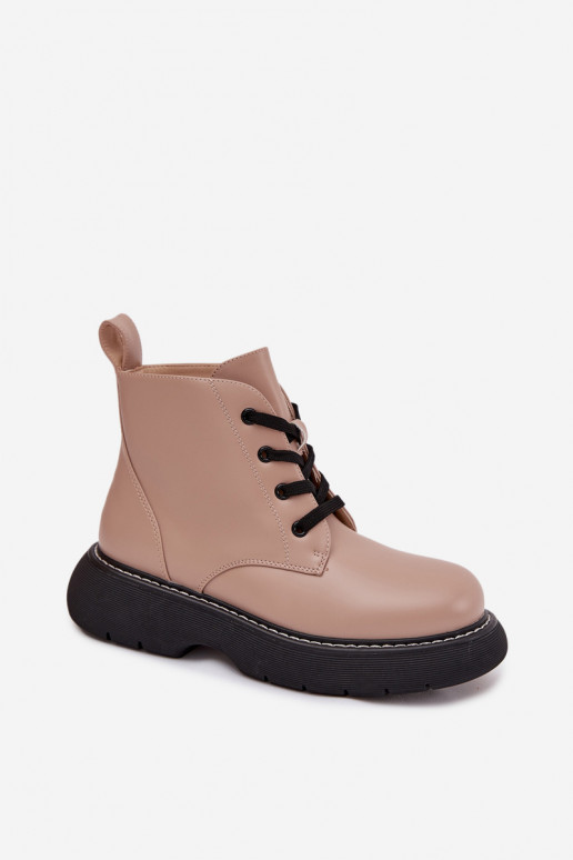 sich Zuarm laufen Damenstiefel mit einer Plattform mit Schnürsenkeln Beige Harmine sich Zuarm laufen Damenstiefel mit einer Plattform mit Schnürsenkeln Beige Harmine