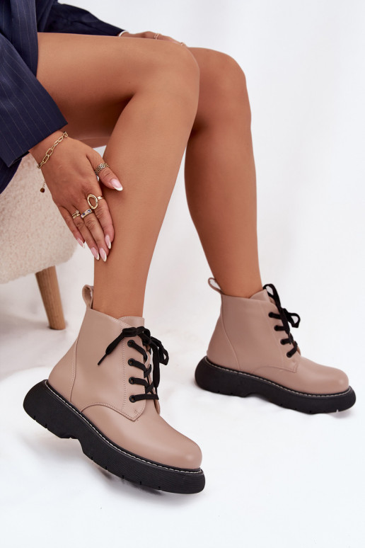 sich Zuarm laufen Damenstiefel mit einer Plattform mit Schnürsenkeln Beige Harmine sich Zuarm laufen Damenstiefel mit einer Plattform mit Schnürsenkeln Beige Harmine