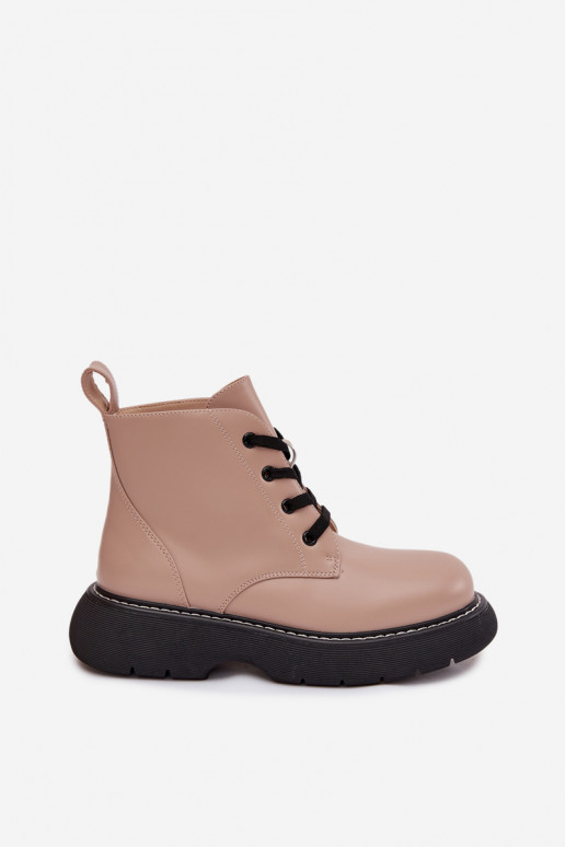 sich Zuarm laufen Damenstiefel mit einer Plattform mit Schnürsenkeln Beige Harmine sich Zuarm laufen Damenstiefel mit einer Plattform mit Schnürsenkeln Beige Harmine