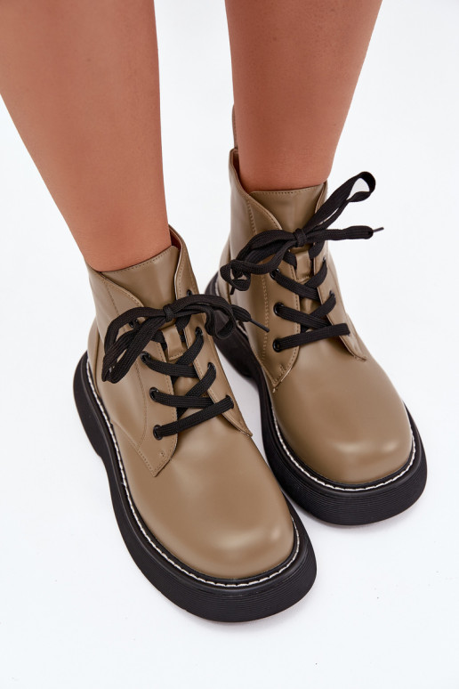 sich Zuarm laufen Damenstiefel mit einer Plattform mit Schnürsenkeln grüne Farbe Harmine sich Zuarm laufen Damenstiefel mit einer Plattform mit Schnürsenkeln grüne Farbe Harmine
