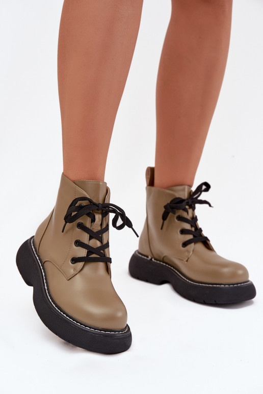sich Zuarm laufen Damenstiefel mit einer Plattform mit Schnürsenkeln grüne Farbe Harmine sich Zuarm laufen Damenstiefel mit einer Plattform mit Schnürsenkeln grüne Farbe Harmine