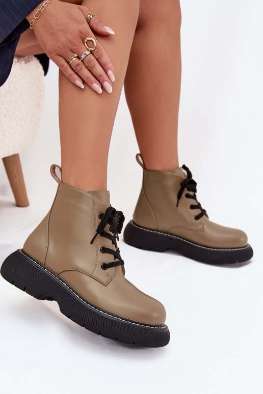 sich Zuarm laufen Damenstiefel mit einer Plattform mit Schnürsenkeln grüne Farbe Harmine sich Zuarm laufen Damenstiefel mit einer Plattform mit Schnürsenkeln grüne Farbe Harmine