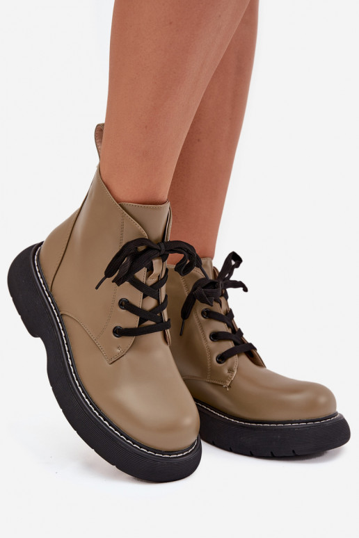 sich Zuarm laufen Damenstiefel mit einer Plattform mit Schnürsenkeln grüne Farbe Harmine sich Zuarm laufen Damenstiefel mit einer Plattform mit Schnürsenkeln grüne Farbe Harmine