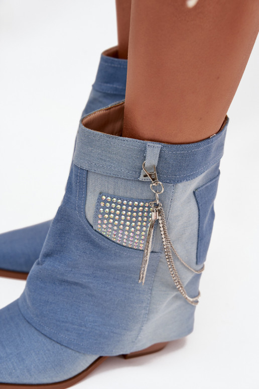 Damenstiefel mit Ketten Denim-Es mussterial Ilyana
