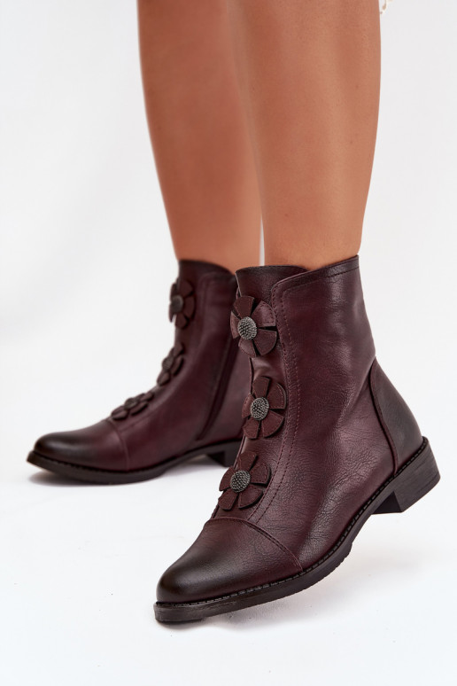 sich Zuarm laufen Damenstiefel mit breiten Absätzen Mit Dekorationeni mit floralen Motivenkami Burgund Pravienne sich Zuarm laufen Damenstiefel mit breiten Absätzen Mit Dekorationeni mit floralen Motivenkami Burgund Pravienne