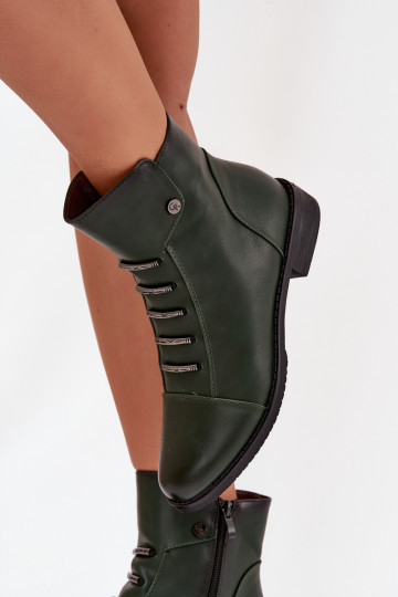 sich Zuarm laufen Damenstiefel mit breiten Absätzen grüne Farbe Labise